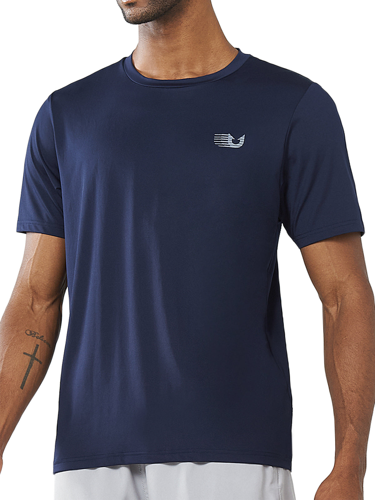 Men's Navy Pickleball Workout Sweat T-Shirts Moisture Wicking for Gym Sport