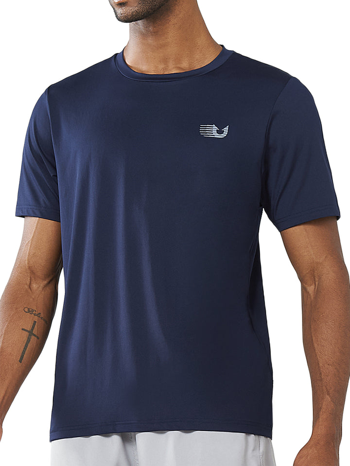Men's Navy Pickleball Workout Sweat T-Shirts Moisture Wicking for Gym Sport