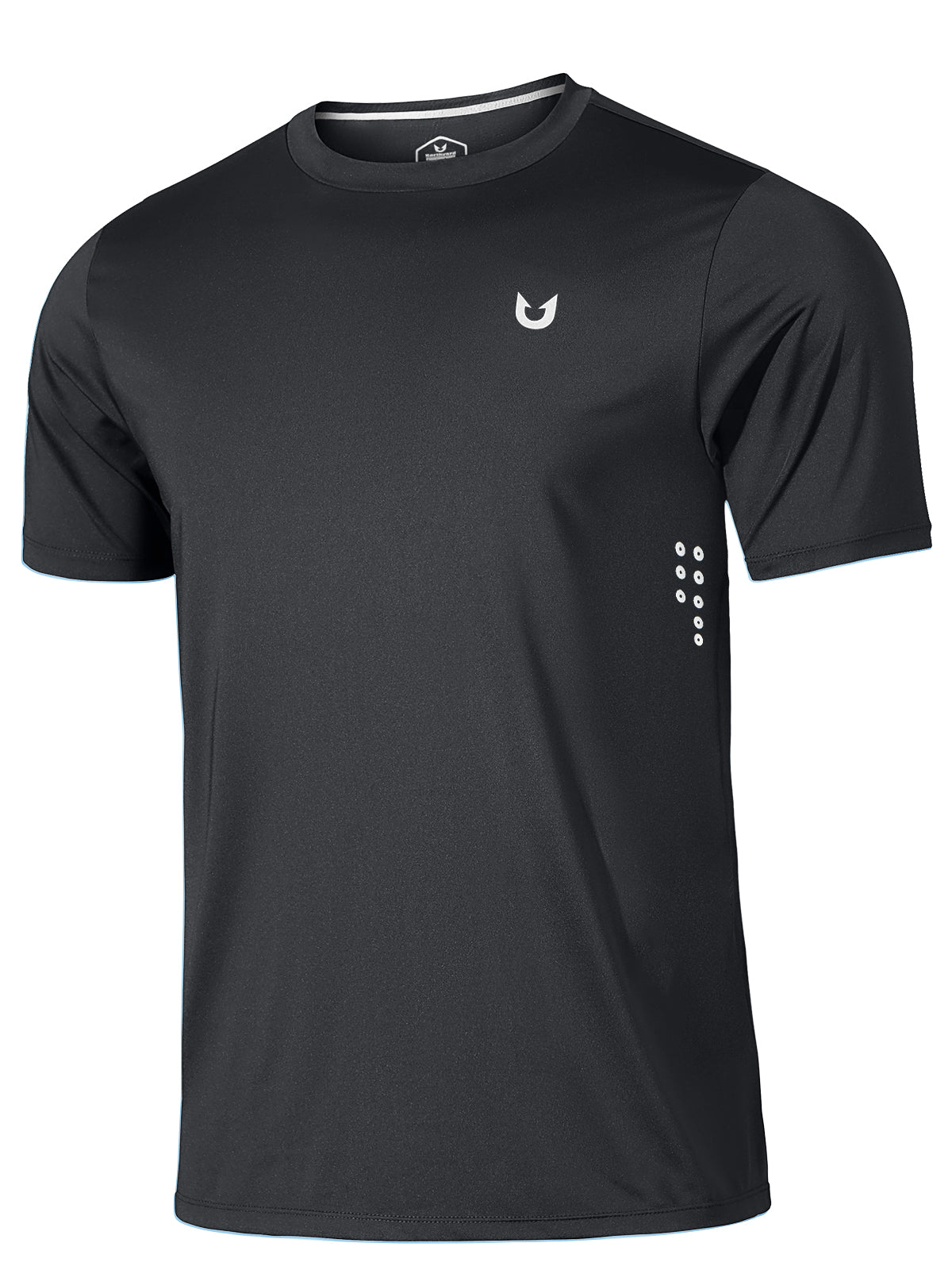 Black Quick Dry Workout T-Shirt - Side View with Reflective Dots