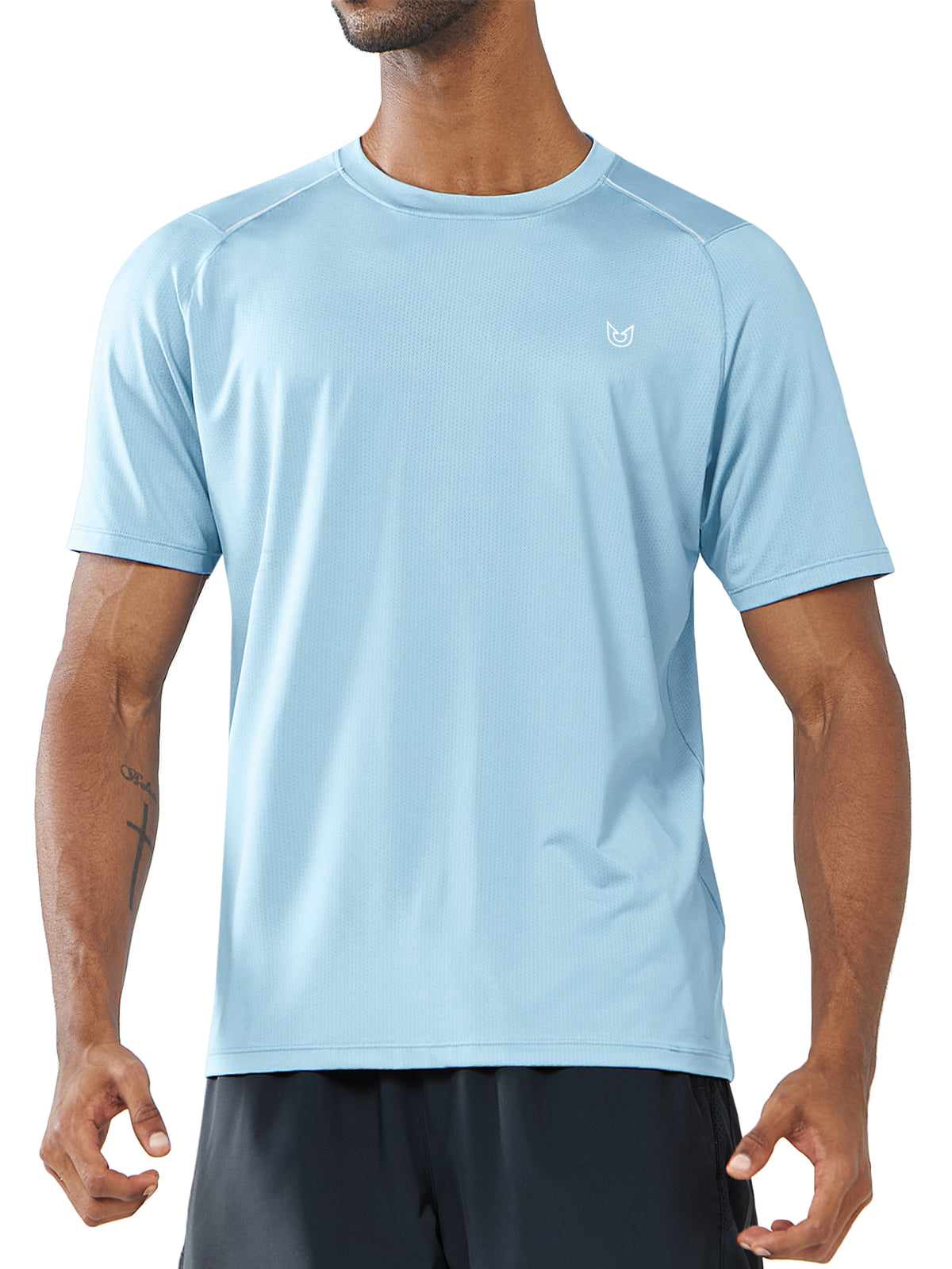 Northyard Men's Sky Blue Gym Compression T Shirts Breathable Wicking for Workout Fitness