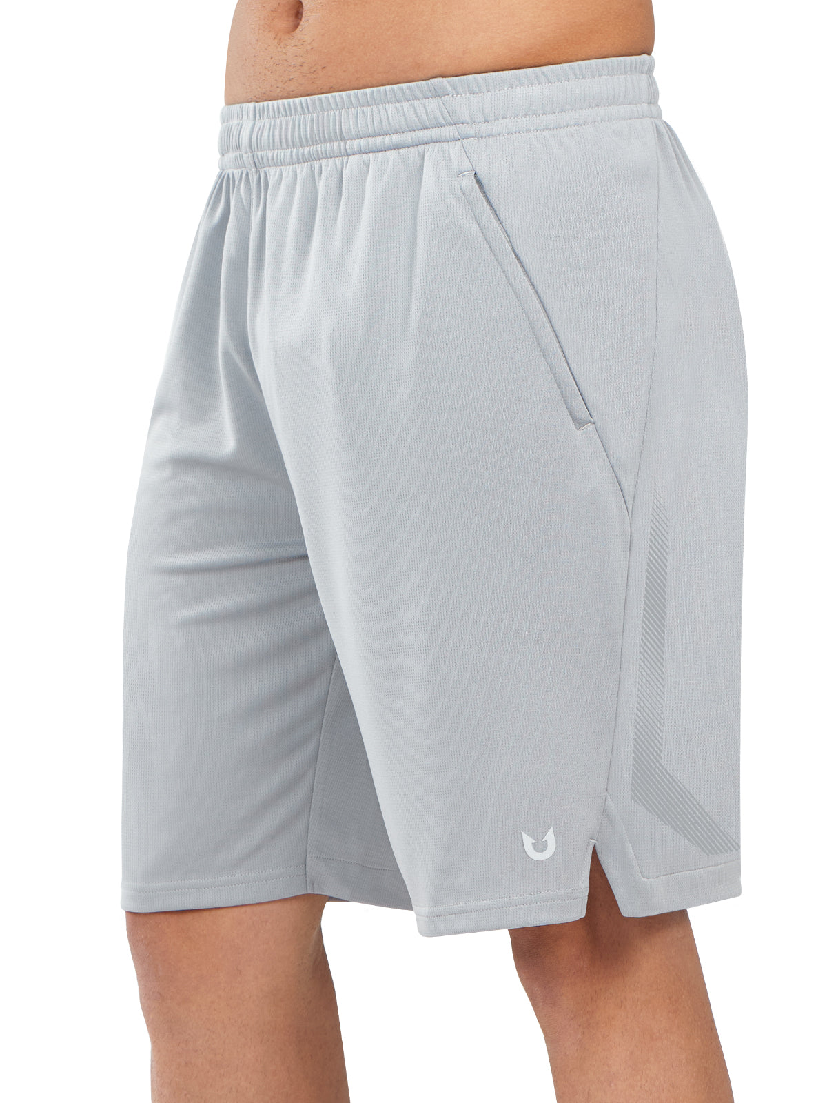 Northyard Men's Light Grey Tennis 10" Long Mesh Shorts with Pockets for Basketball Workout