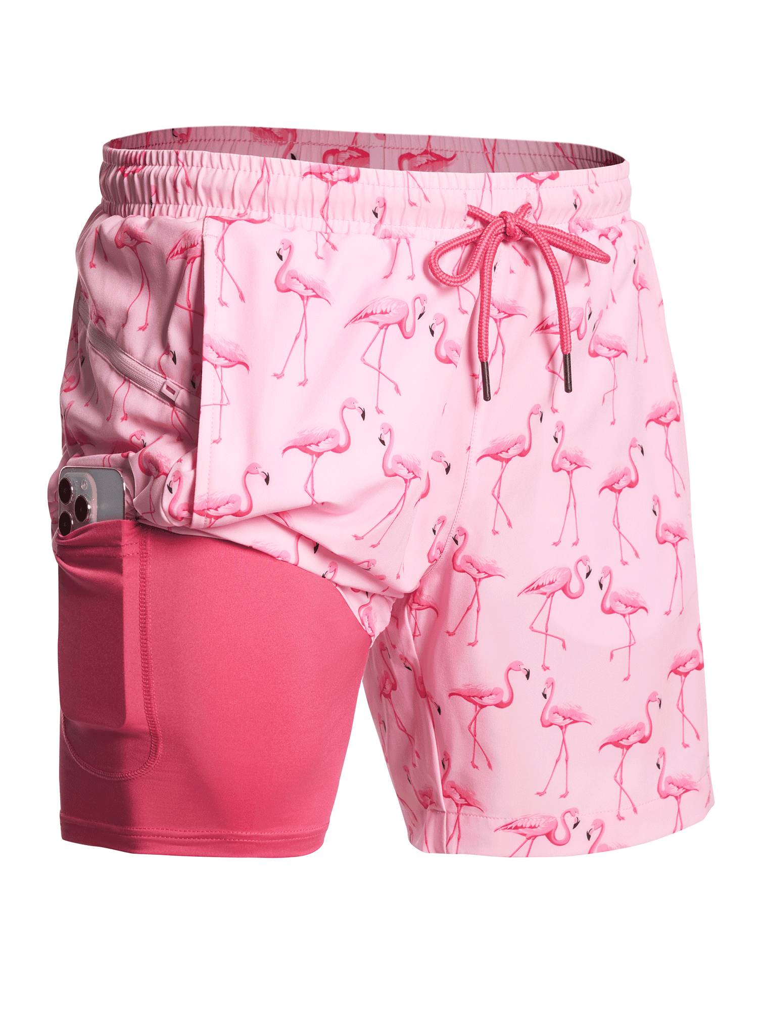 Flamingo Performance Board Shorts with Pockets - Side Profile