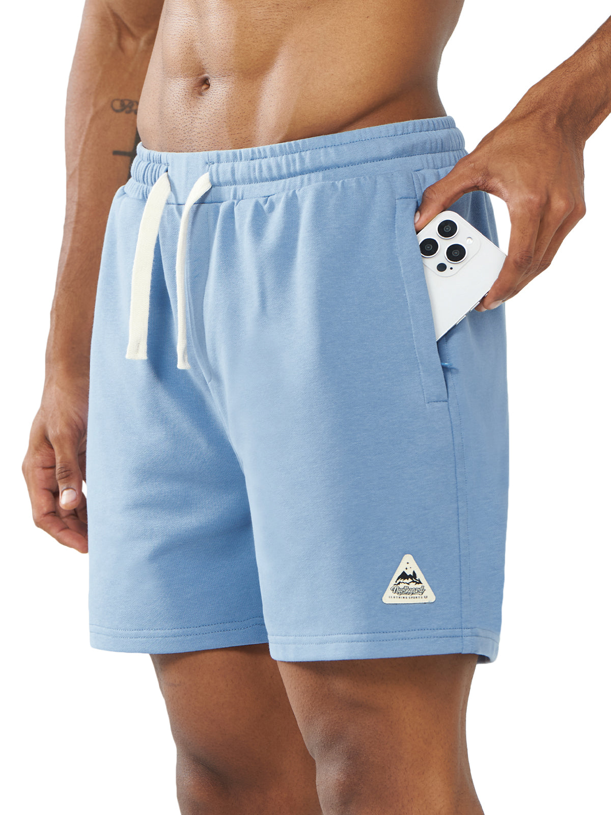 Northyard Men's Blue Bell Cotton 5 inch Lounge Sweat Shorts with Pockets for Work Running