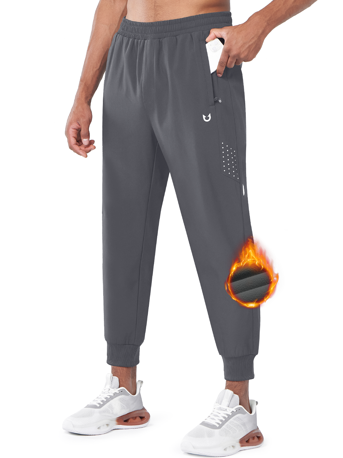 
Mens Smoke Grey Fleece Vuori Joggers Workout Hiking Sweatpants With Zipper Pocket