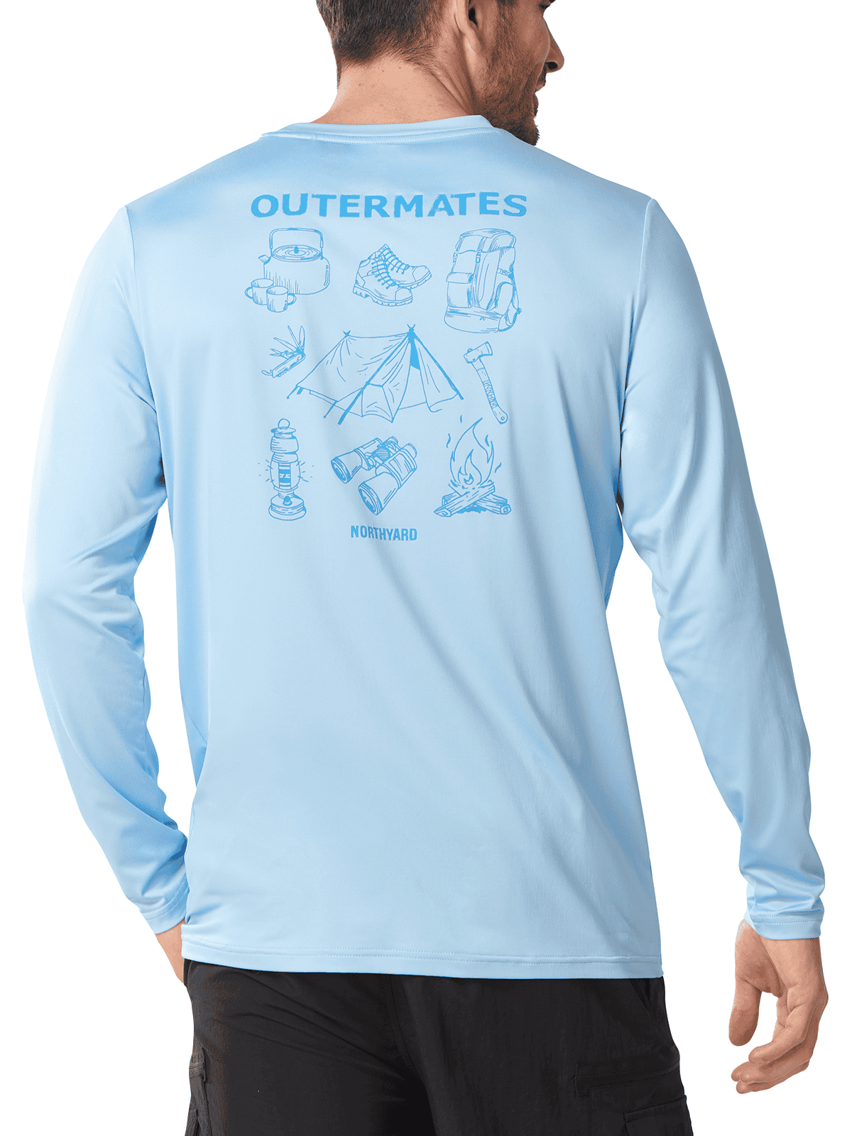Skyblue UV SPF Outdoor Hiking T-Shirt - Full Back View