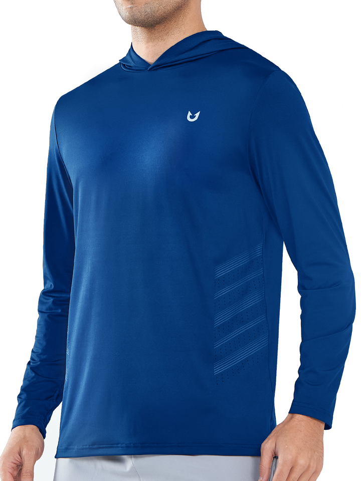 Northyard Men's Royal Blue Fishing Hoodie T-Shirt Long Sleeve Sun Protection for Run Hiking