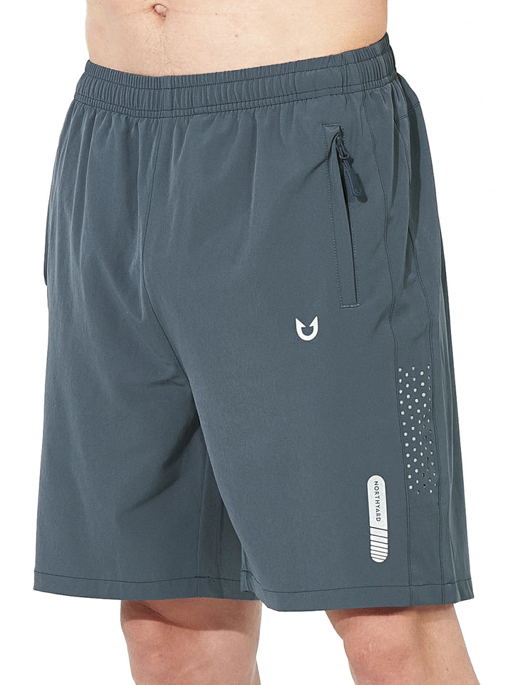 Northyard Men's Athletic Workout 7 Inch Gym Shorts with Zipper Pocket for Hiking Cool Grey