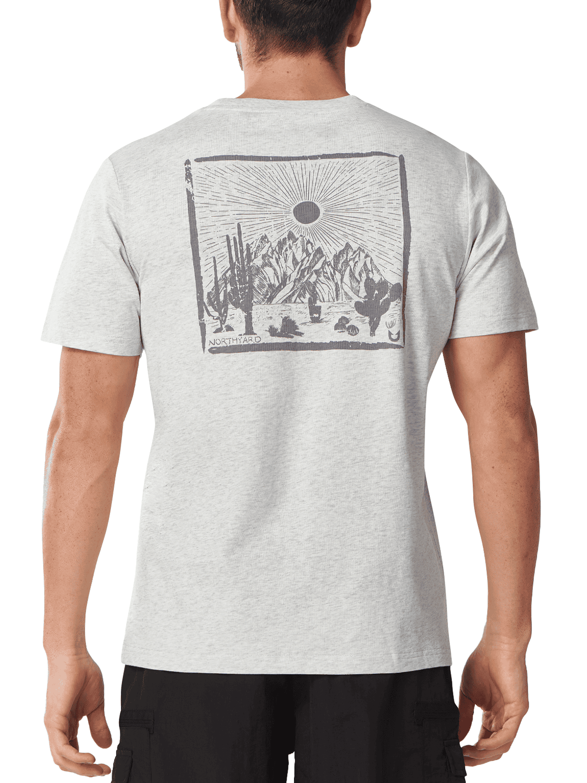 white Heather Adventure Inspired Nature T-Shirt - Full Back View