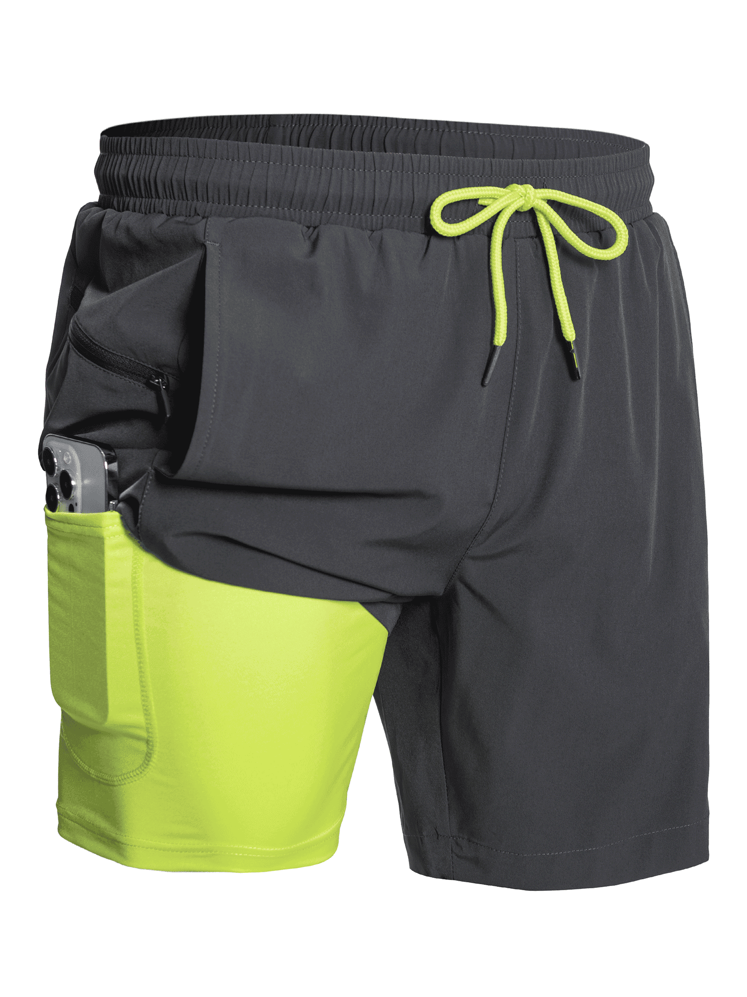 Darkgrey Performance Board Shorts with Pockets - Side Profile