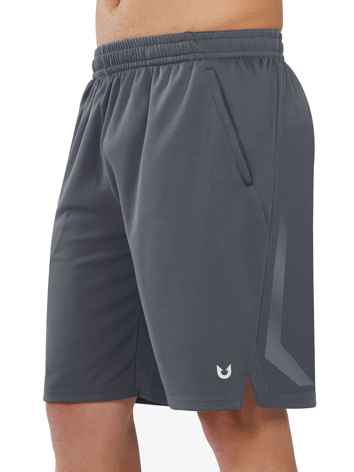 Northyard Men's Smoke Grey Tennis 10" Long Mesh Shorts with Pockets for Basketball Workout