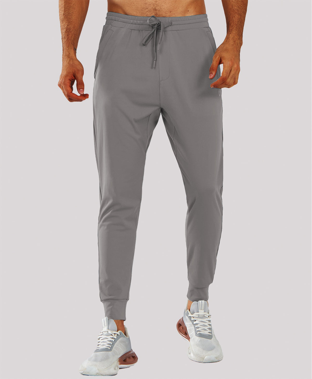 
Men's MotionFlex Tapered Joggers with Zipper Pockets — Light Grey