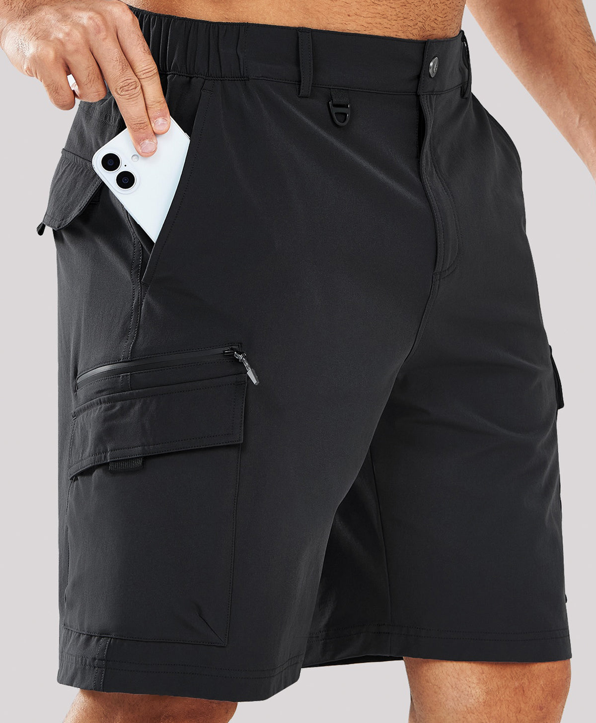 NORTHYARD Men's 9" Lightweight 7-Pocket Cargo Hiking Shorts Water-Repellent Outdoor Shorts
#color_Black