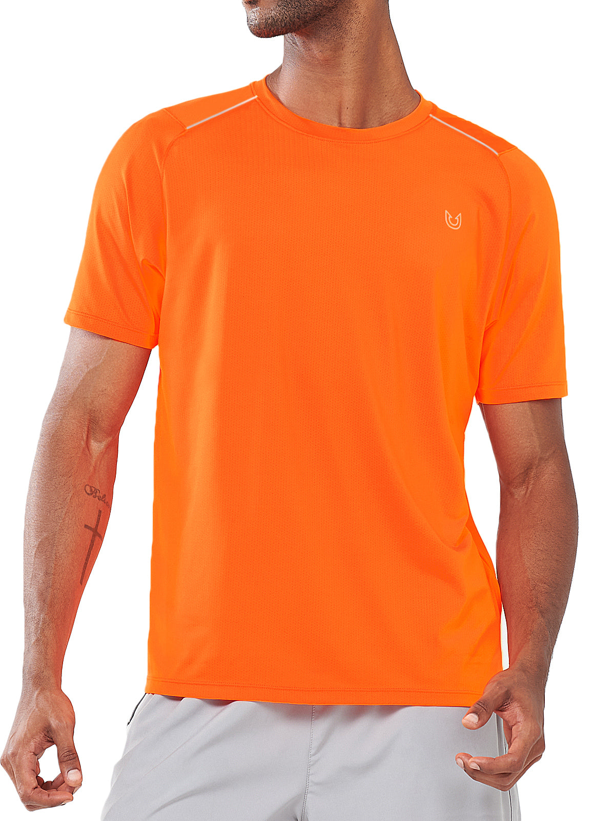 Northyard Men's Orange Gym Compression T Shirts Breathable Wicking for Workout Fitness