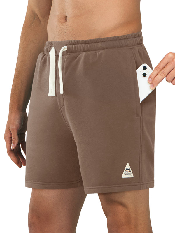 Northyard Men's Coffee Cotton 5 inch Lounge Sweat Shorts with Pockets for Work Running