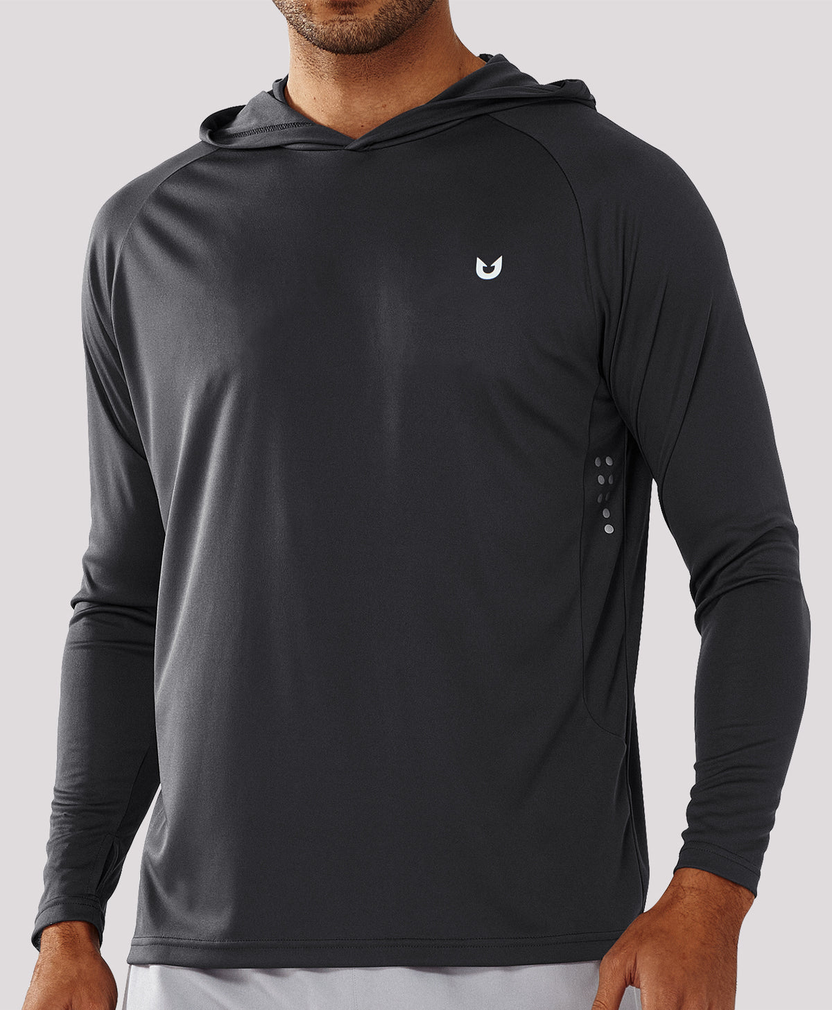 
Men's Fishing Sun Hoodie T Shirt Lightweight Long Sleeve for Workout — black