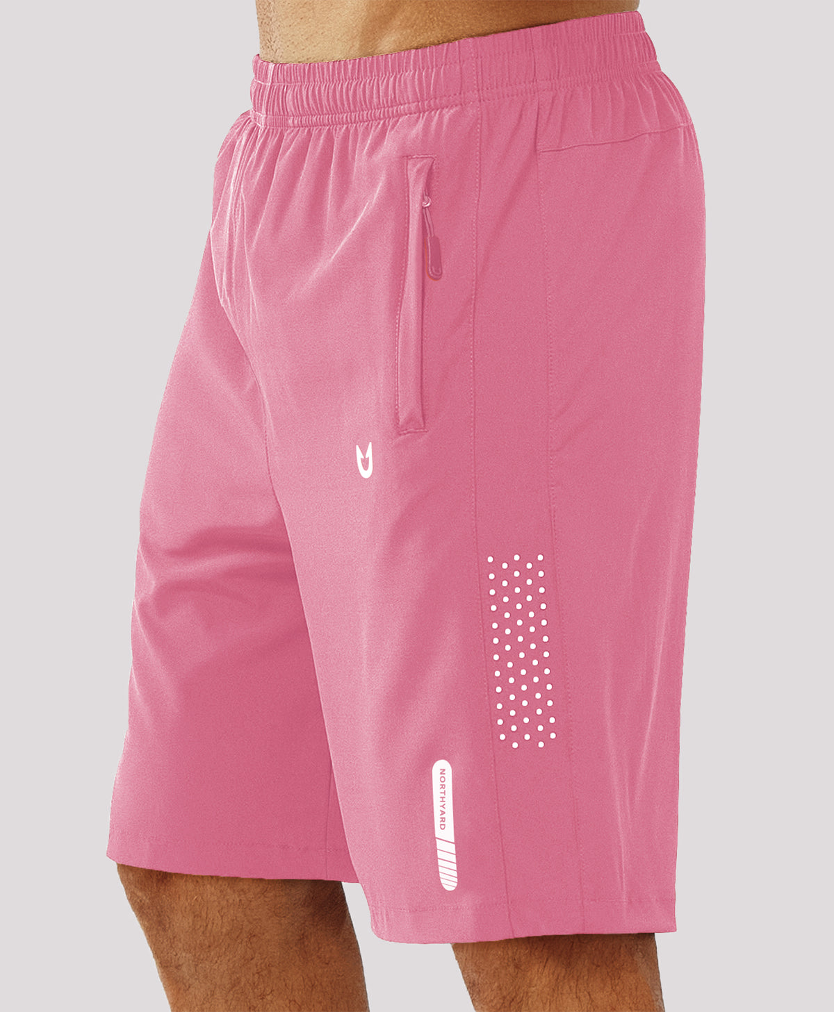 
Men's Hiking 9 Inch Inseam Athletic Shorts Quick Dry Fit Gym Workout — Powder Pink