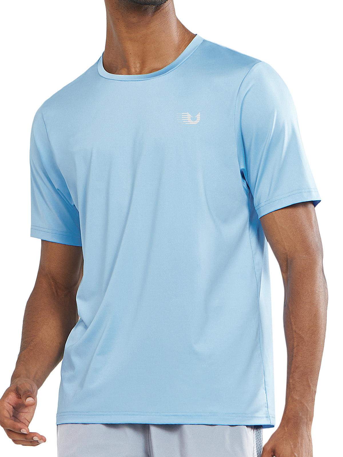 Men's Sky Blue Pickleball Workout Sweat T-Shirts Moisture Wicking for Gym Sport