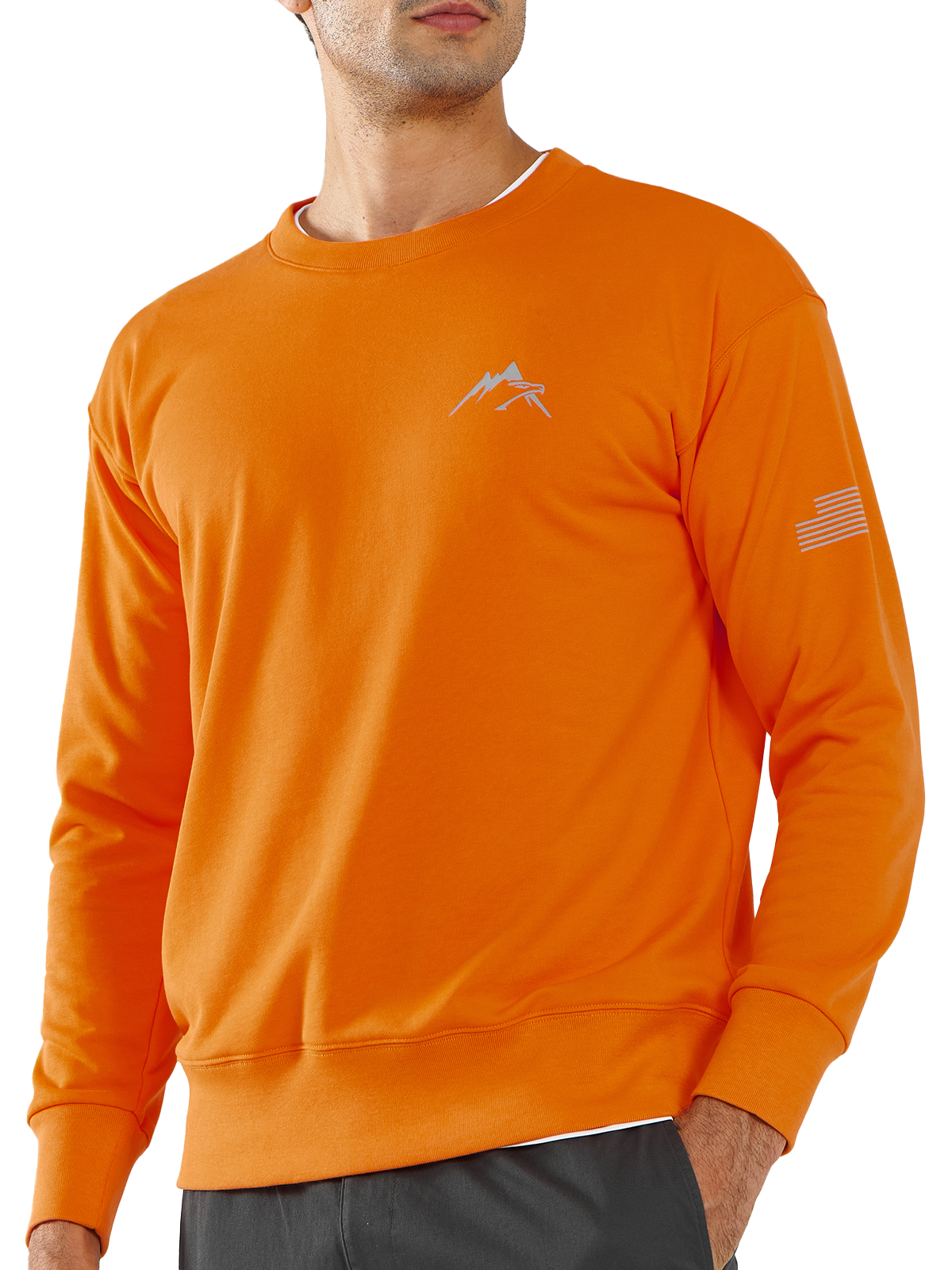 Northyard Men's Orange Cotton Long Sleeve Crewneck Golf Sport Fitness Casual Sweatshirt