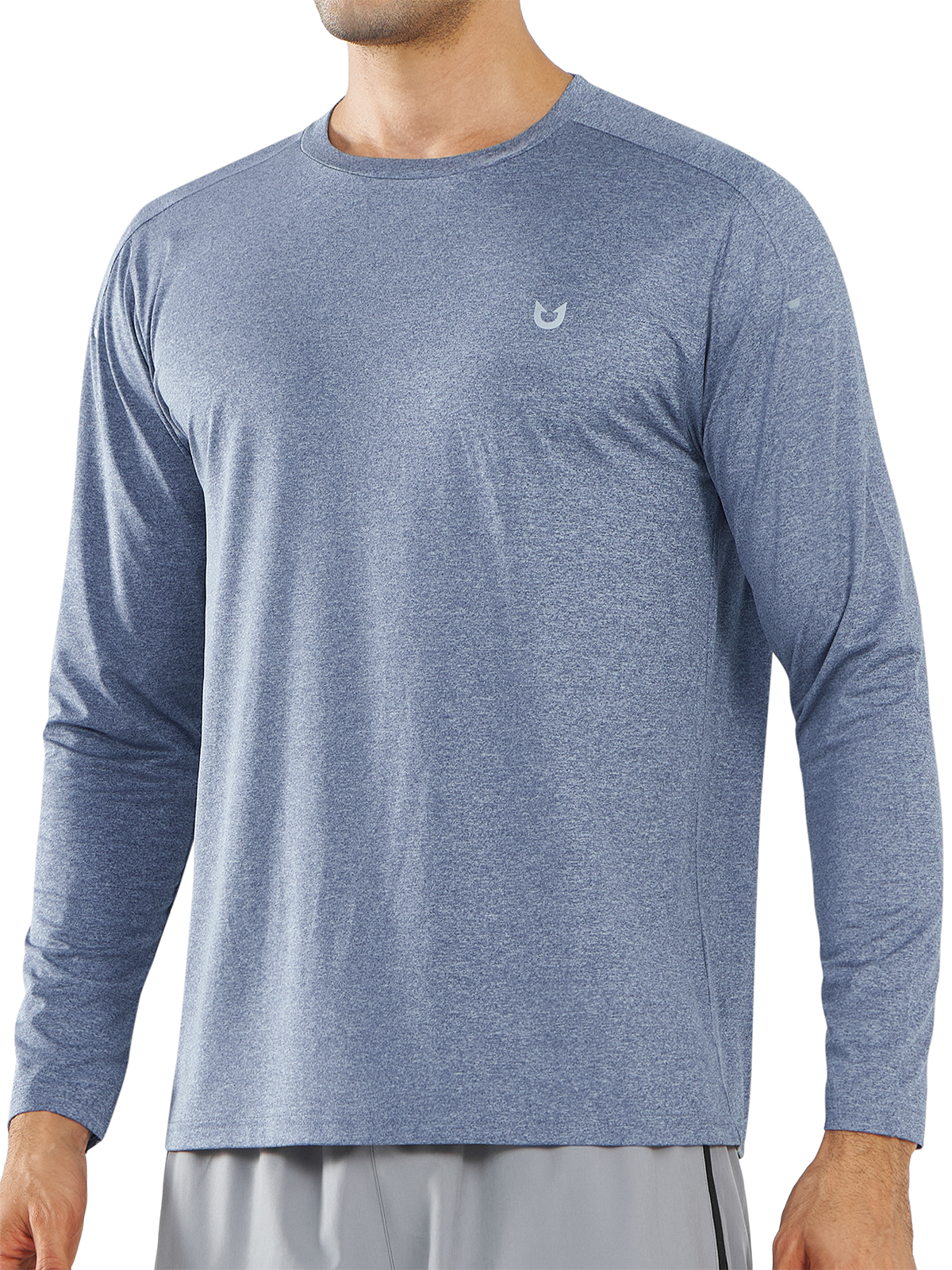 Northyard Men's Blue Heather Gym Long Sleeve T Shirts Wicking Breathable for Running Fitness