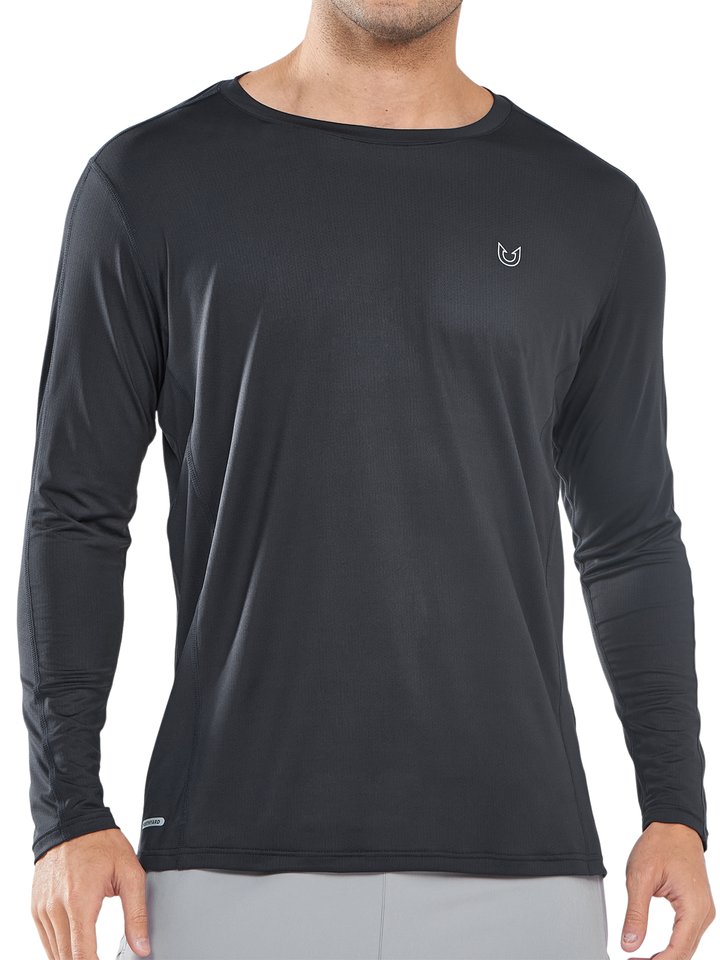 Northyard Men's Black Long Sleeve Sun Protection Shirts Dry fit Spring Fishing Runing