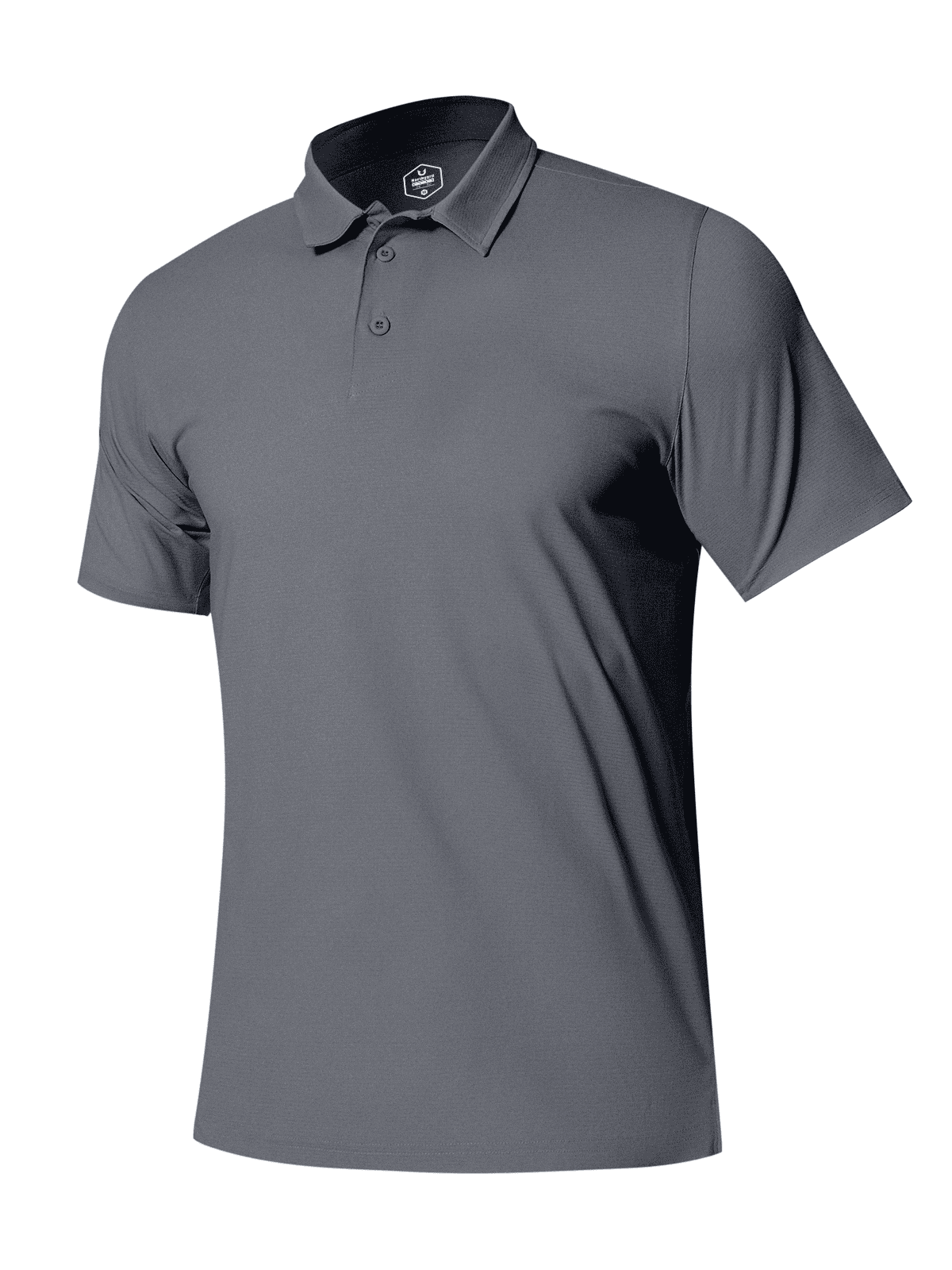 Dark Grey Men's Performance Henley Golf Polo Shirt - Front View