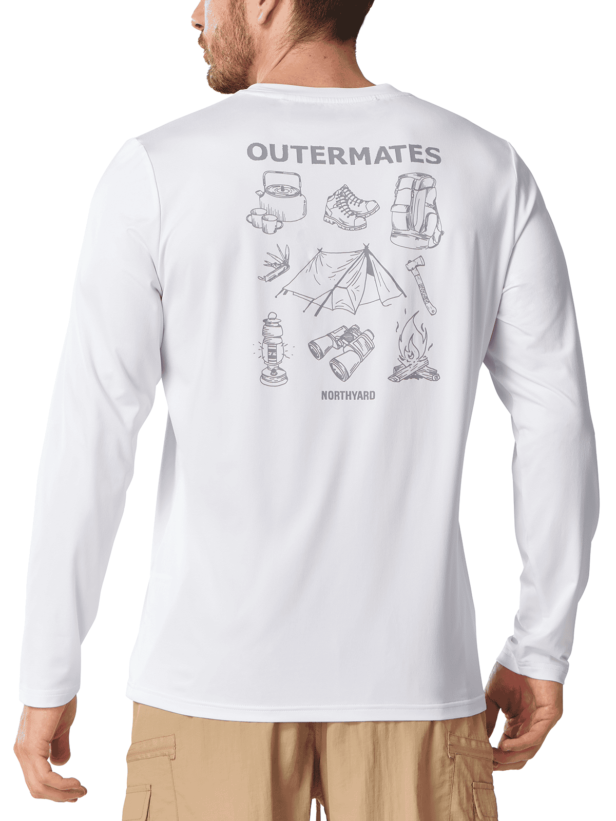 White Lightweight Performance Fishing Top - Full Back View