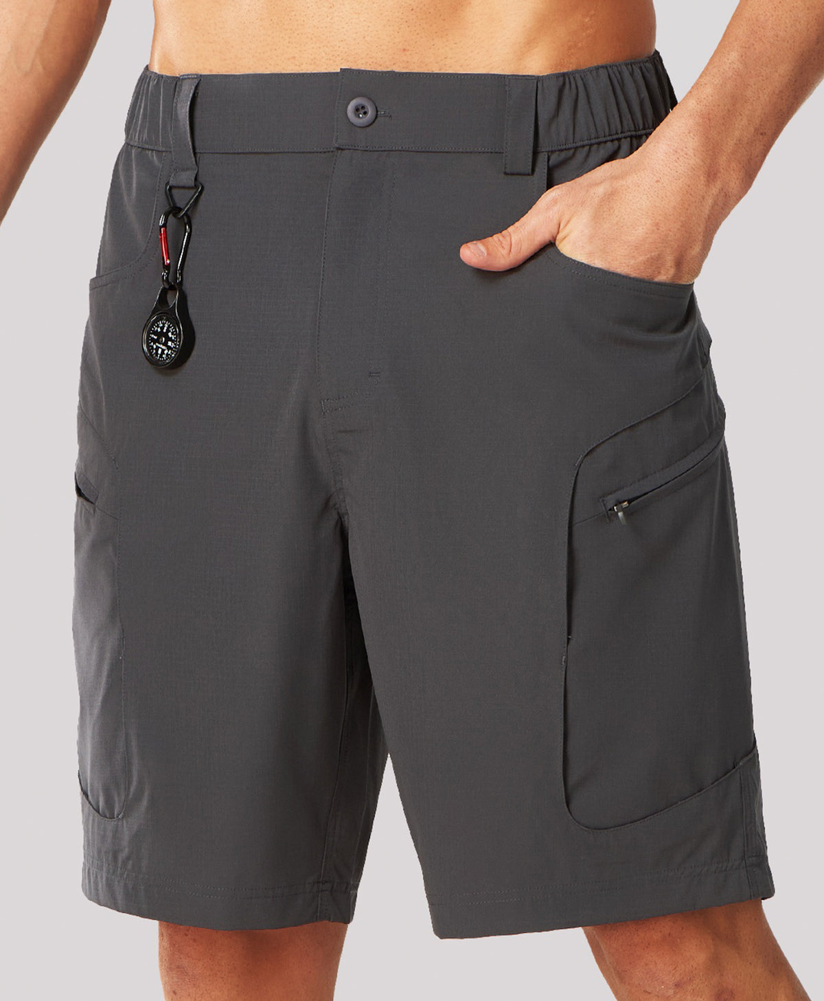 
Men's 9" Water-Resistant 4 Pockets Cargo Hiking Shorts — Dark Grey