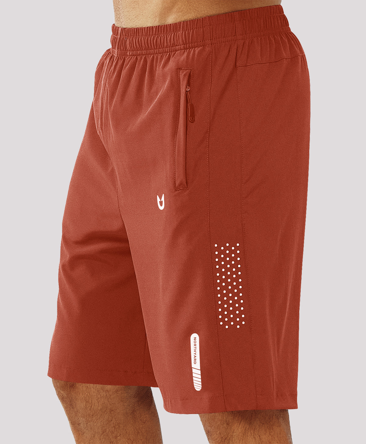 
Men's Hiking 9 Inch Inseam Athletic Shorts Quick Dry Fit Gym Workout — Red Clay