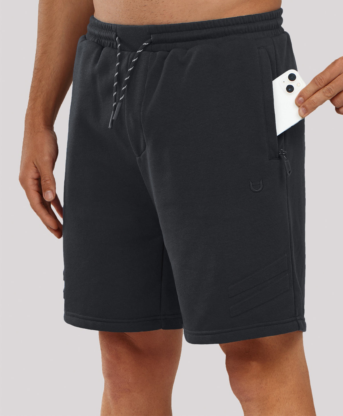 
Men's 7" Soft Cotton Sweat Shorts with Zip Pockets — Black