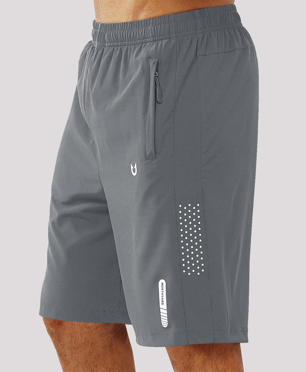 
Men's Hiking 9 Inch Inseam Athletic Shorts Quick Dry Fit Gym Workout — Smoke Grey