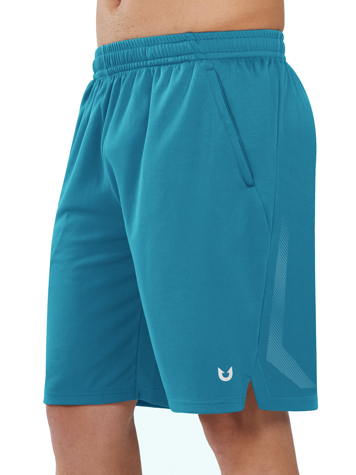Northyard Men's Lake Blue Tennis 10" Long Mesh Shorts with Pockets for Basketball Workout