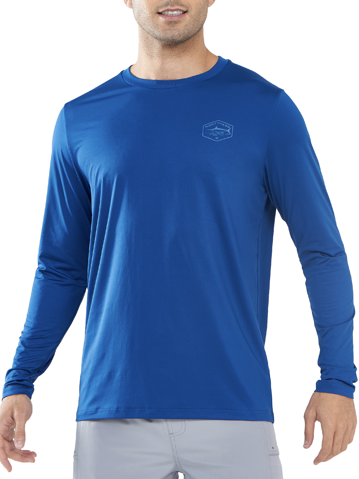 
NORTHYARD Men's Royal Blue Sun Protection UV Fishing T Shirts Crewneck Long Sleeve for Swim