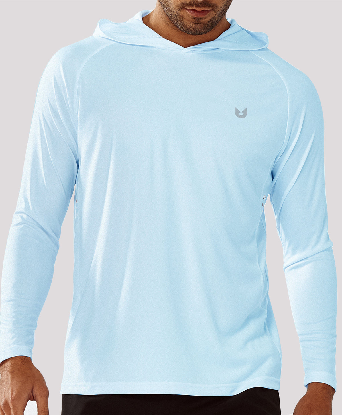 
Men's Fishing Sun Hoodie T Shirt Lightweight Long Sleeve for Workout — Sky Blue