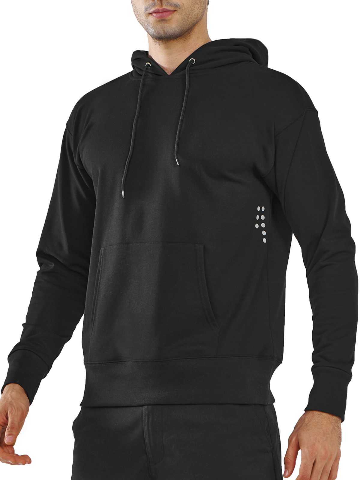 Men's Black Cotton Hoodies Pullover Long Sleeve Athletic Casual Sweatshirts