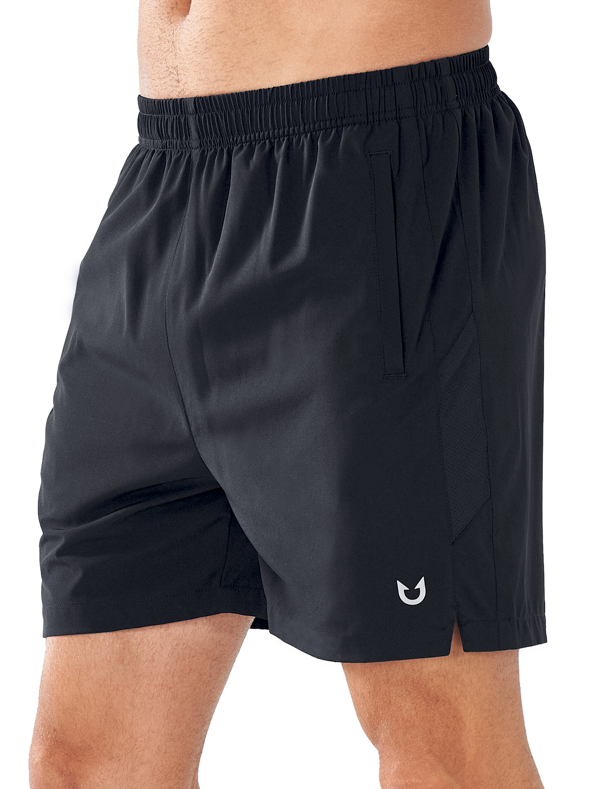 Northyard Men's Workout Running Black 5 inch Shorts with Zip Pockets Quick Dry Fit Gym