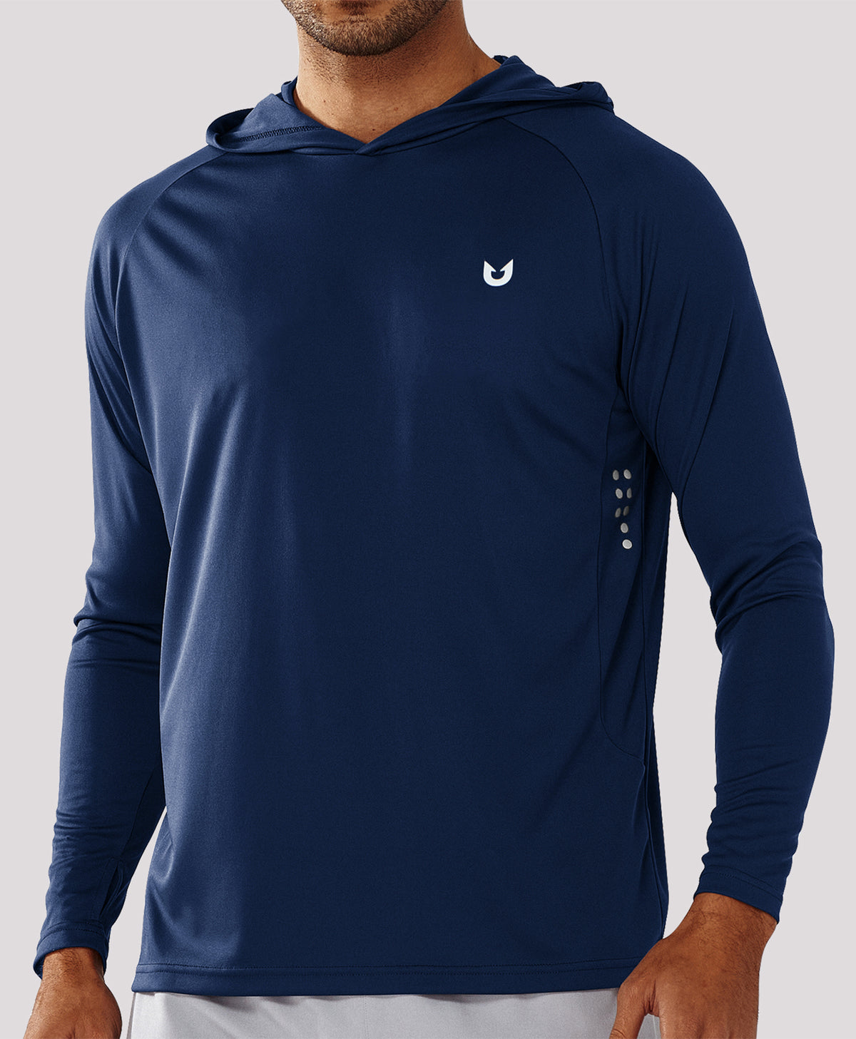 
Men's Fishing Sun Hoodie T Shirt Lightweight Long Sleeve for Workout — Navy
