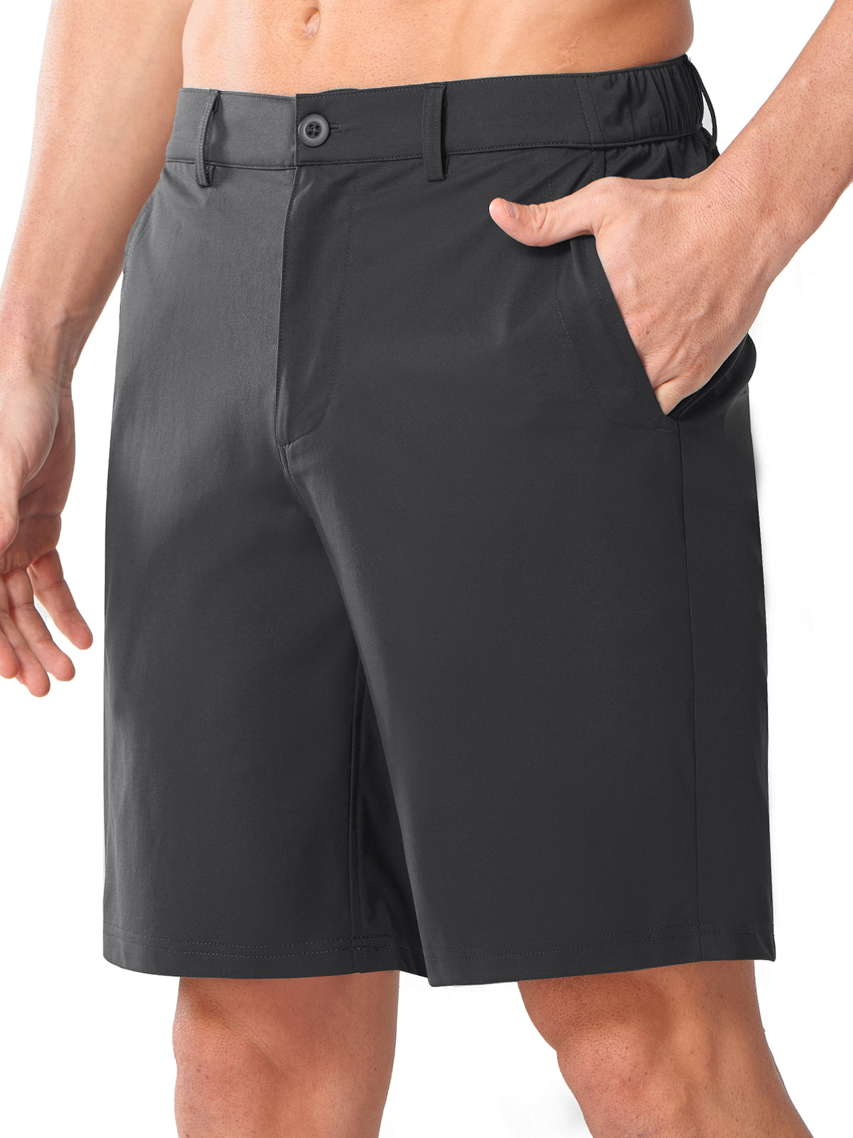 Darkgrey Men's Lightweight Technical Shorts - Side View with Pro-Swing Flexibility & 4-Way Stretch