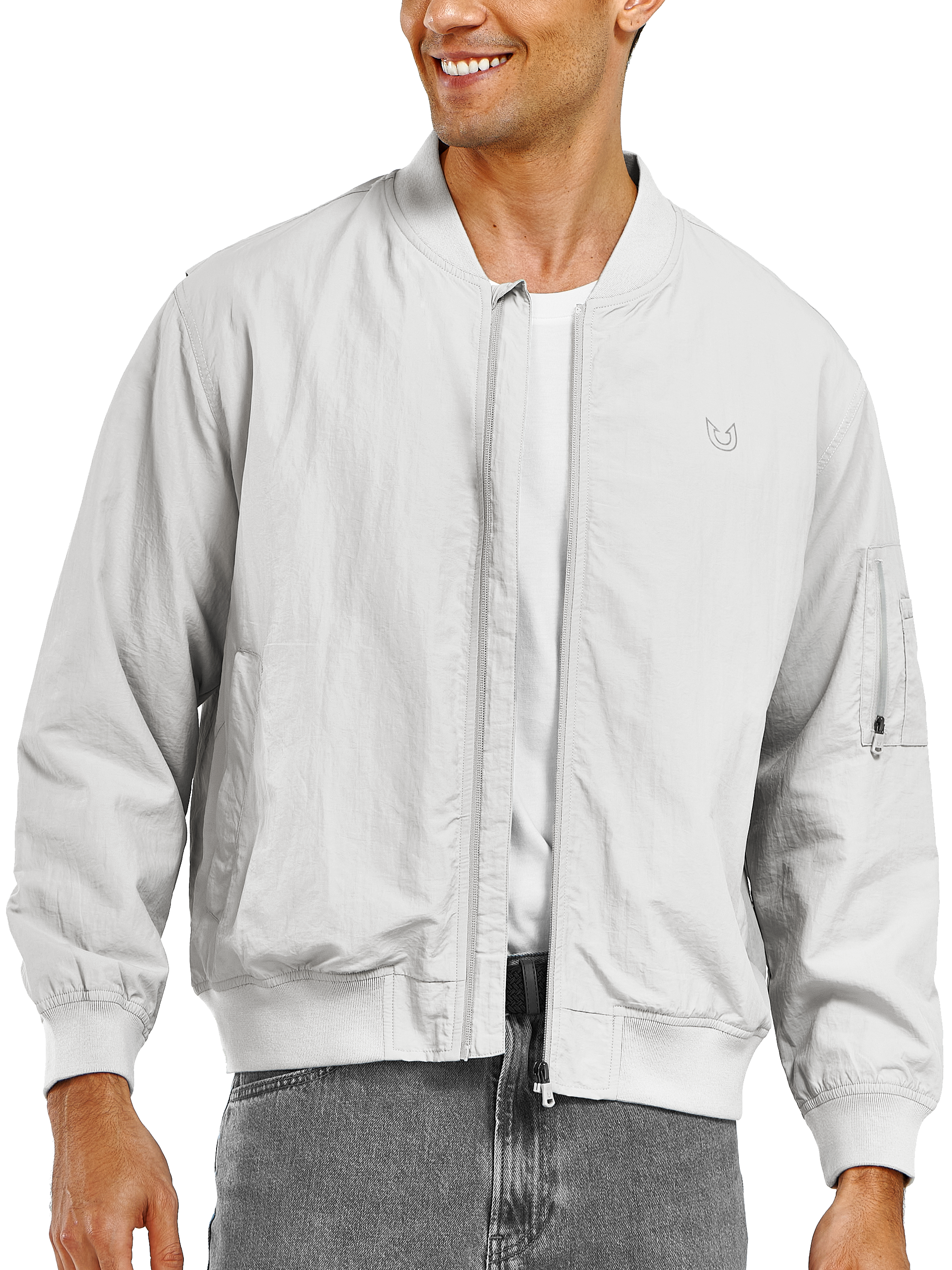 Men's Bomber Jacket Lightweight Casual Windbreaker Zip Up Windproof
