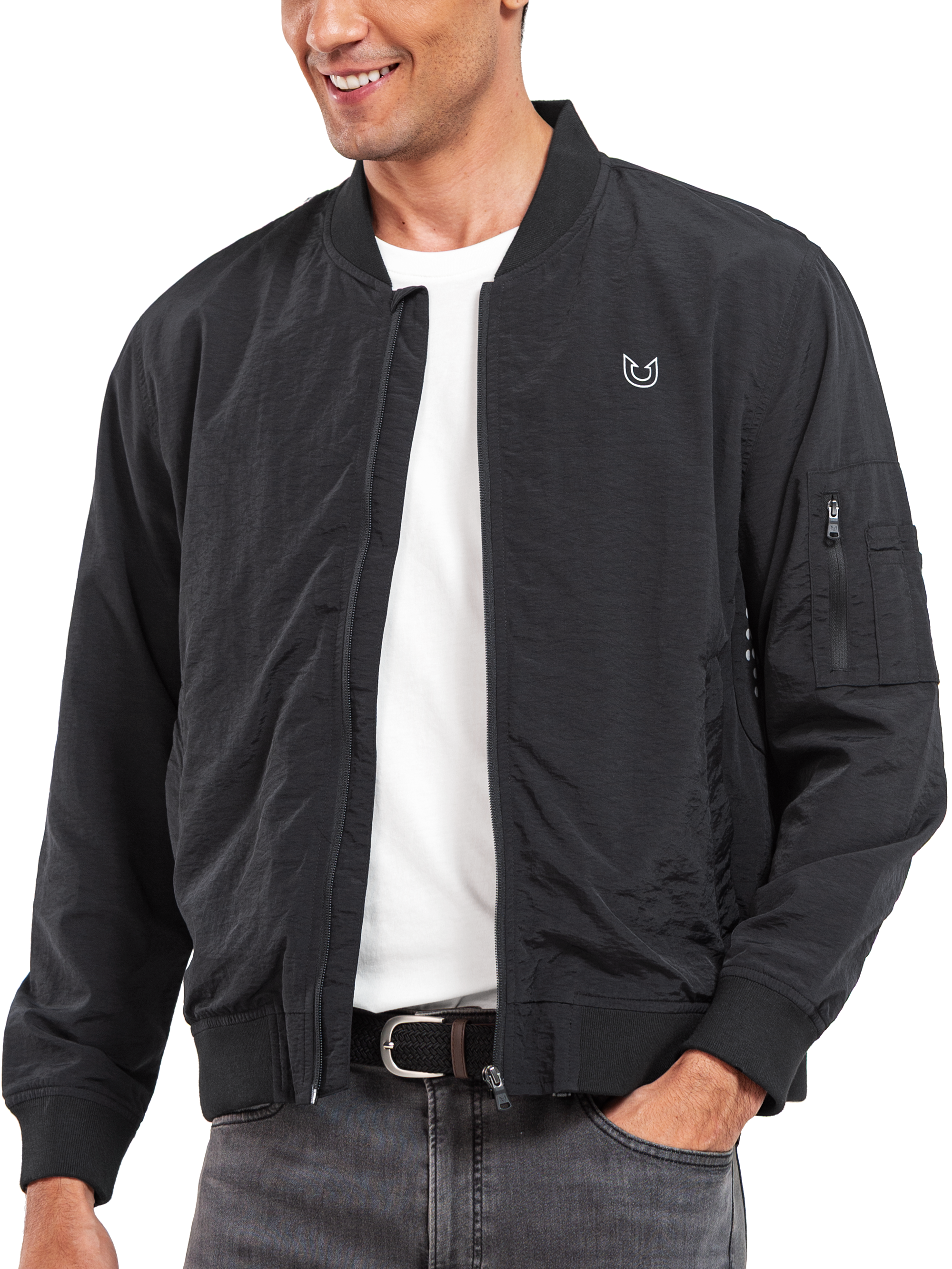 Men's Bomber Jacket Lightweight Casual Windbreaker Zip Up Windproof