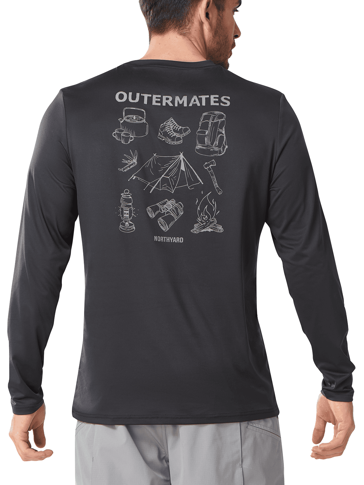 Darkgrey UV SPF Outdoor Hiking T-Shirt - Full Back View