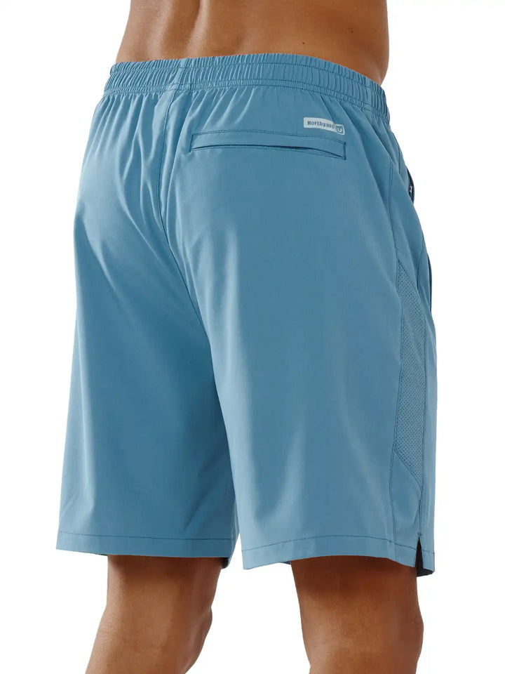 Men's Grey Blue Pickleball Running Shorts Back