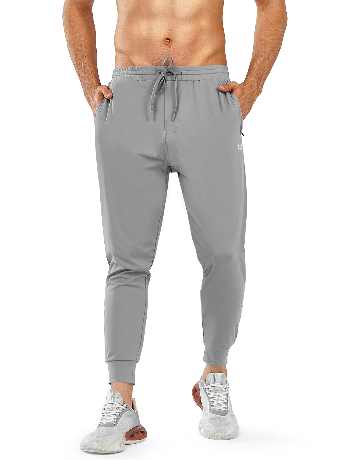 
Northyard Men's Light Grey Running Breathable Joggers Workout Gym Sweatpants for Pickleball Front
