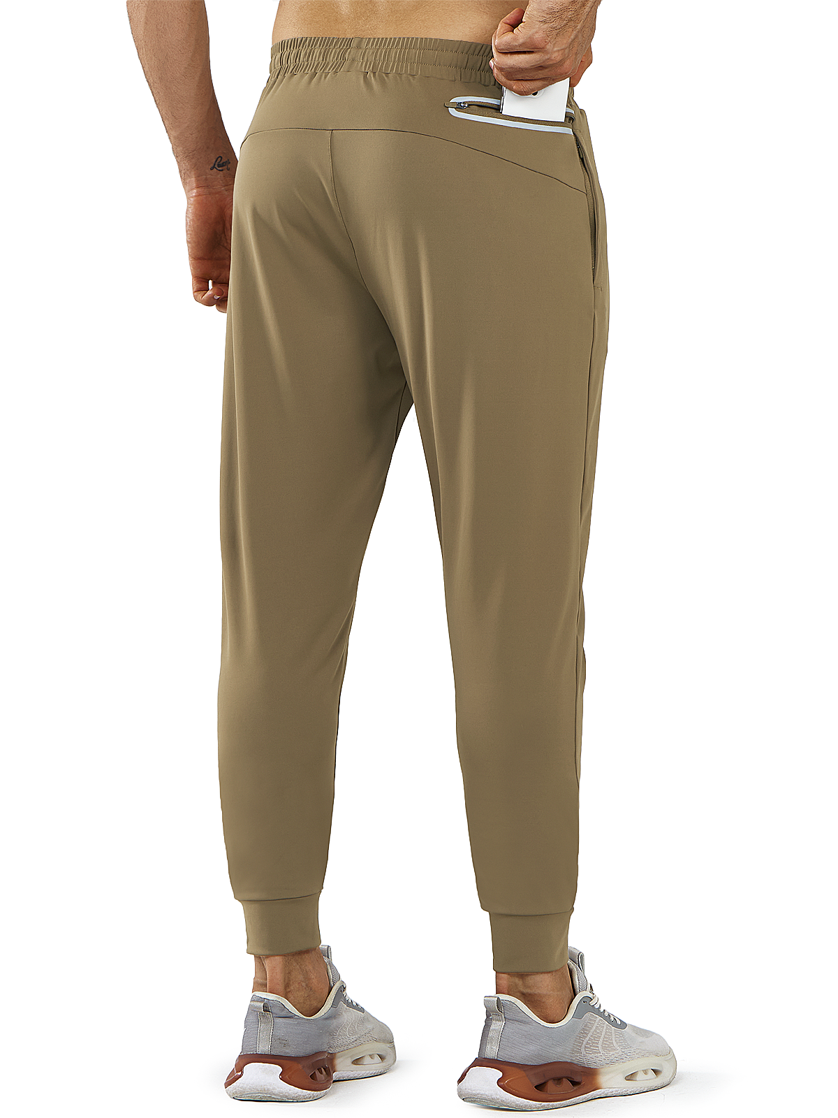 
Northyard Men's Dark Khaki Running Breathable Joggers Workout Gym Sweatpants for Pickleball Pocket