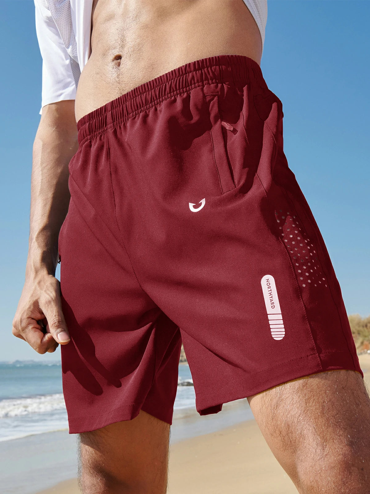 Men's Athletic Workout 7 Inch Gym Shorts with Zipper Pocket for Hiking