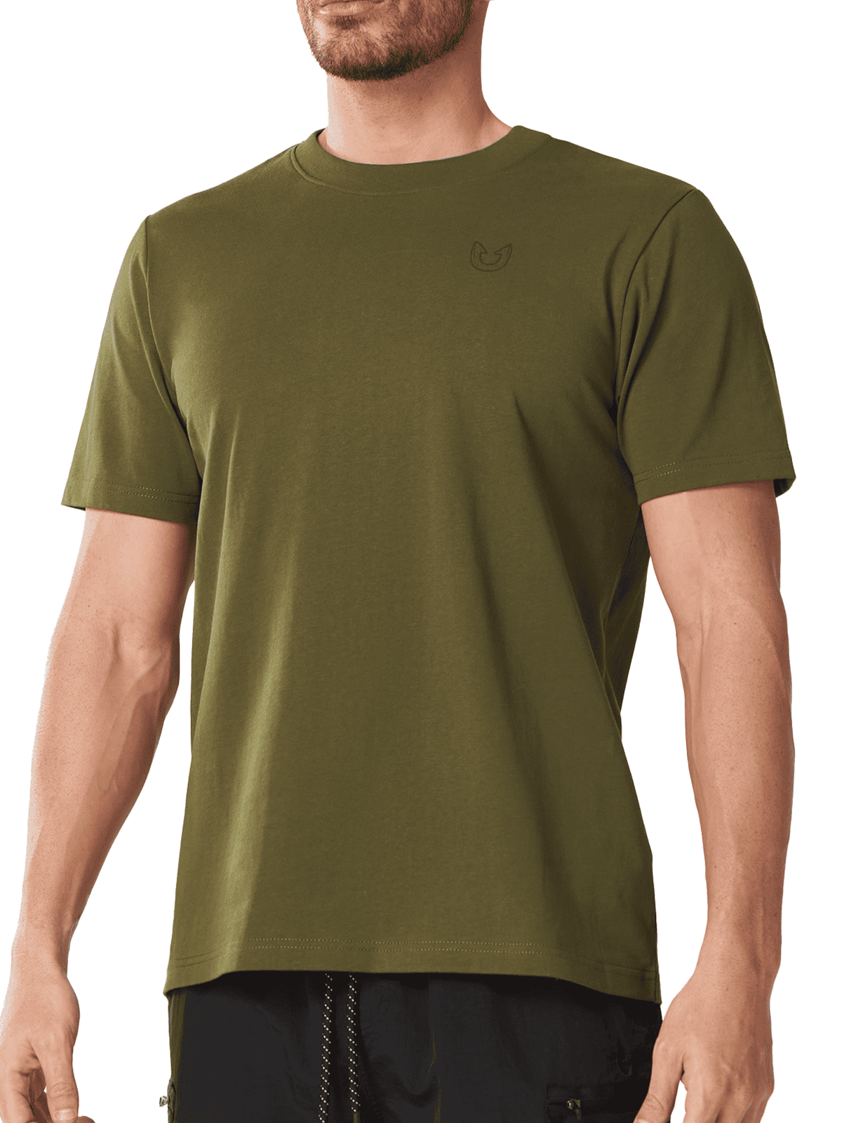 Army Green Men's 100% Cotton Graphic T-Shirt - Front View Relaxed Fit