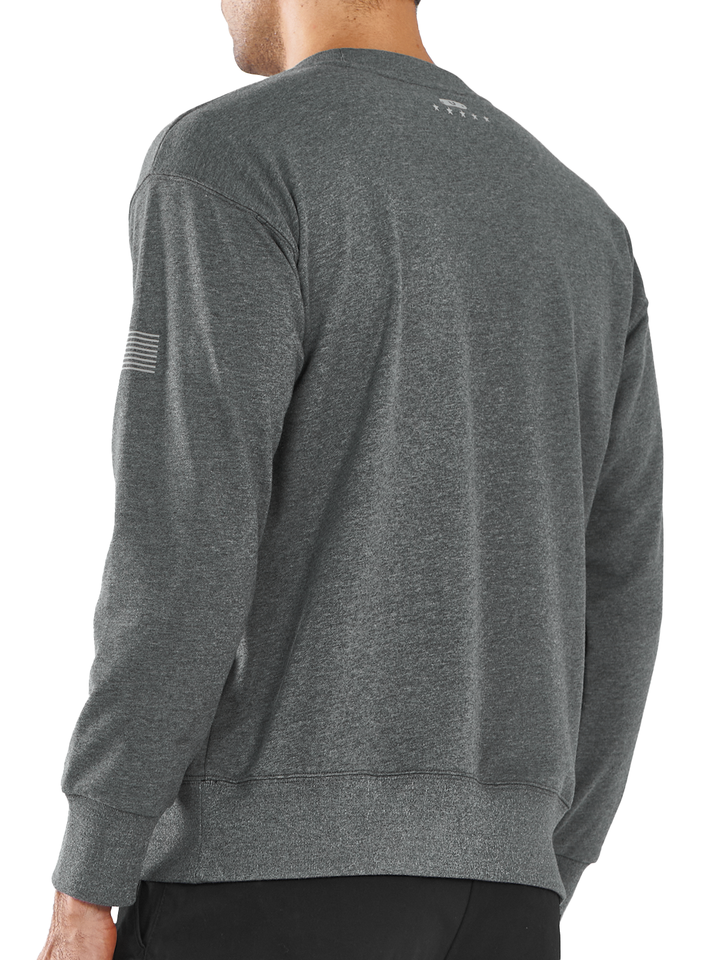 Northyard Men's Grey Heather Cotton Long Sleeve Crewneck Golf Sport Fitness Casual Sweatshirt Back