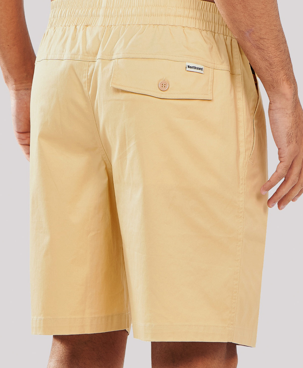 
Men's 9" Cotton Flat Front Hiking Shorts with Zipper Pockets — Light Khaki