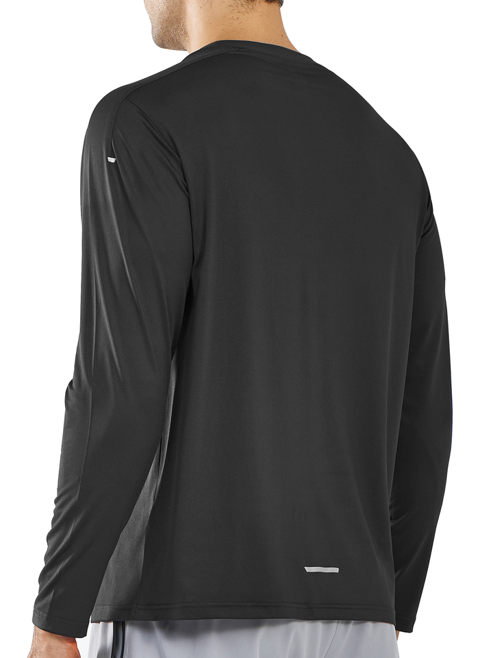 Northyard Men's Black Gym Long Sleeve T Shirts Wicking Breathable for Running Fitness Back