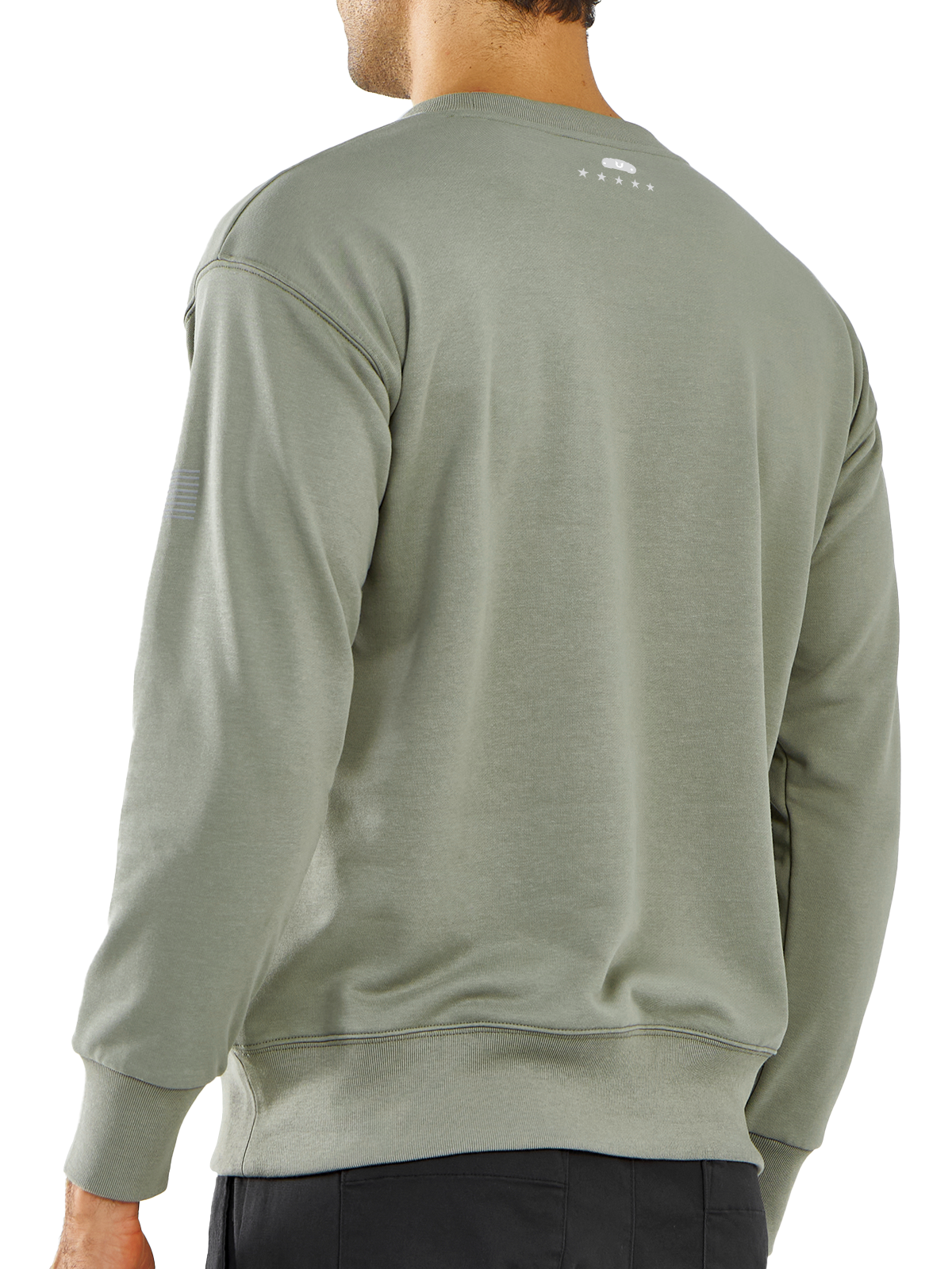 Northyard Men's Stone Green Cotton Long Sleeve Crewneck Golf Sport Fitness Casual Sweatshirt Back