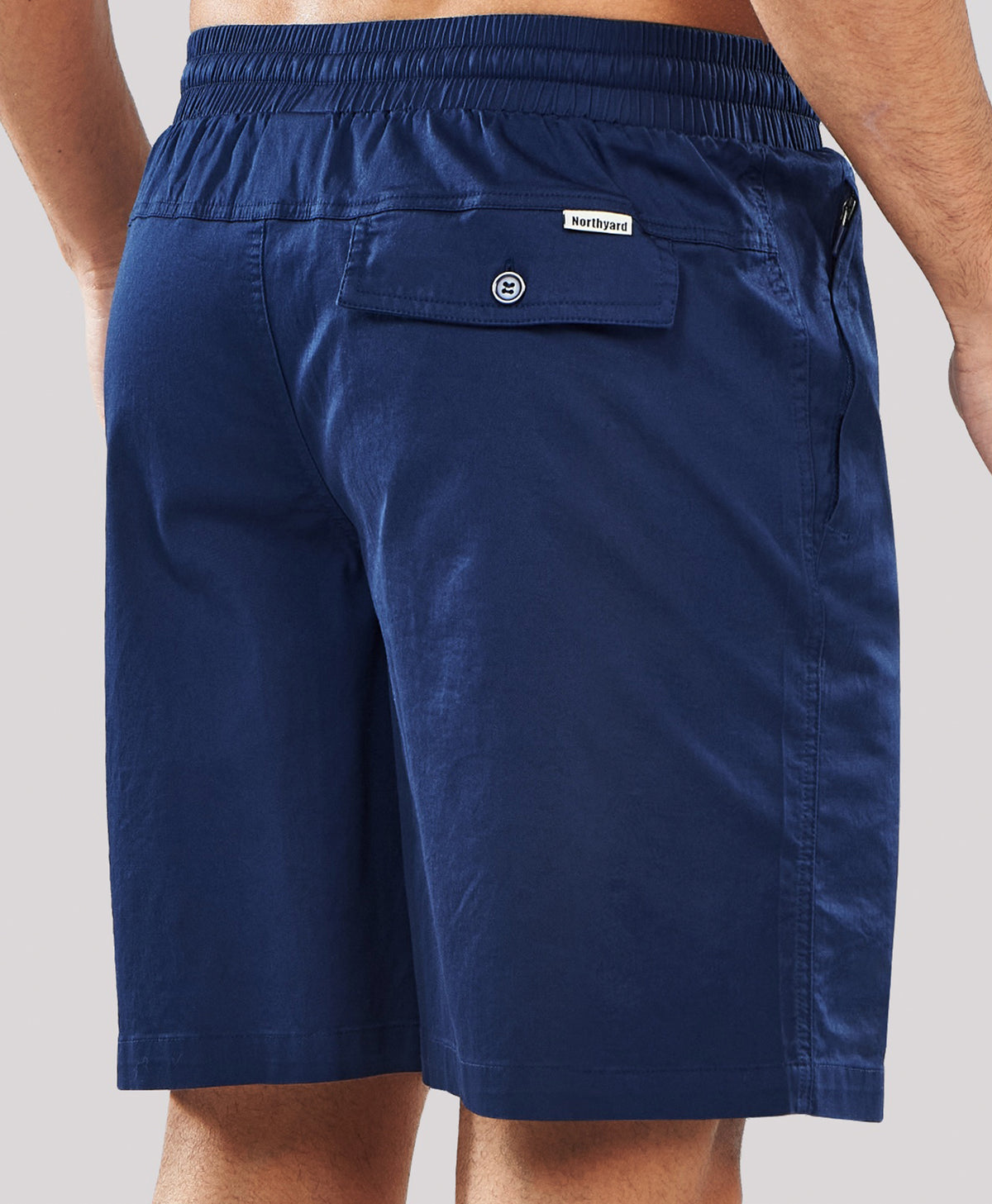 
Men's 9" Cotton Flat Front Hiking Shorts with Zipper Pockets — Navy